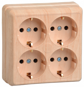 Фотография товара 'IEK Розетка 4-местная для открытой установки РС24-3-ОС с заземляющим контактом 16А ОКТАВА, ERO41-K03-16-DC'