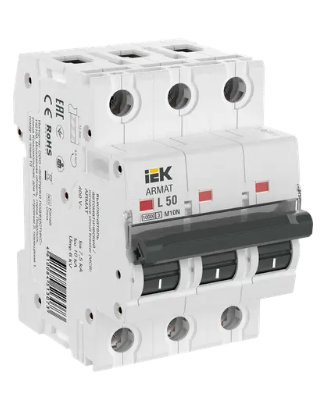 Фотография товара 'IEK ARMAT Автоматический выключатель M10N 3P L 50А AR-M10N-3-L050'