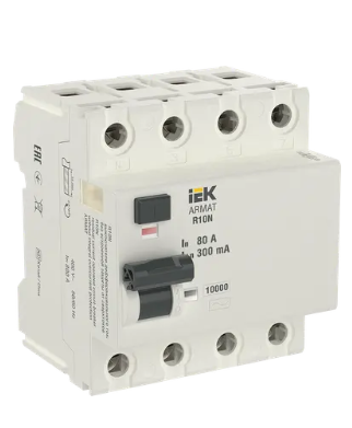 Фотография товара 'IEK ARMAT Выключатель дифференциального тока R10N 4P 80А 300мА тип AC, AR-R10N-4-080C300'