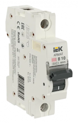Фотография товара 'IEK ARMAT Автоматический выключатель M06N 1P B 10А AR-M06N-1-B010'