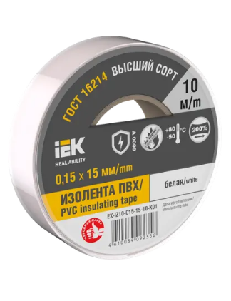 Фотография товара 'IEK MIXTAPE 7 Изолента 0,15х15мм белая 10м EX-IZ10-C15-15-10-K01'