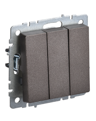 Фотография товара 'IEK BRITE Выключатель 3-клавишный 10А ВС10-3-0-БрТБ темная бронза BR-V30-0-10-K45'