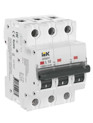 Фотография товара 'IEK ARMAT Автоматический выключатель M10N 3P L 10А AR-M10N-3-L010'