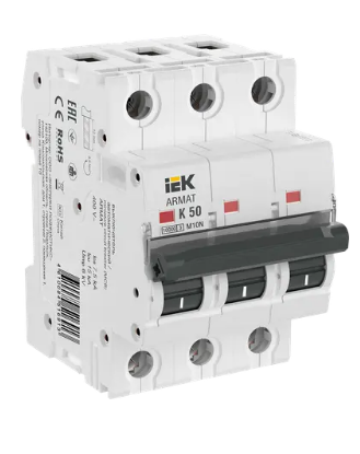 Фотография товара 'IEK ARMAT Автоматический выключатель M10N 3P K 50А AR-M10N-3-K050'