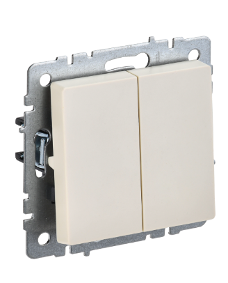 Фотография товара 'IEK BRITE Выключатель 2-клавишный проходной 10А ВС10-2-6-БрКр бежевый BR-V22-0-10-K10'