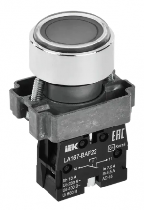 Фотография товара 'IEK Кнопка управления LA167-BAF22 d=22мм 1р черная BBT20-BAF22-2-22-67-K02'