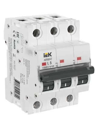 Фотография товара 'IEK ARMAT Автоматический выключатель M10N 3P L 5А AR-M10N-3-L005'