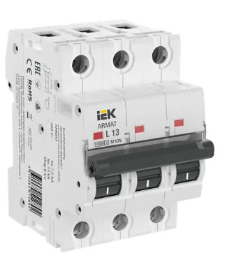 Фотография товара 'IEK ARMAT Автоматический выключатель M10N 3P L 13А AR-M10N-3-L013'