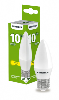 Фотография товара 'IEK Лампа светодиодная C35 свеча 10Вт 230В 3000К E27 LL-C35-10-230-30-E27-G'