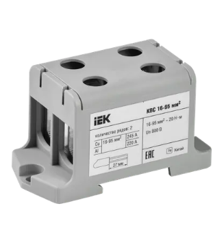 Фотография товара 'IEK Клемма вводная силовая КВС 16-95мм2 2х-рядная серая YZN13-095-K03'