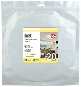 Фотография товара 'IEK Лента LED LSR-2835WW60-4,8-IP65-12В, LSR1-1-060-65-3-20'