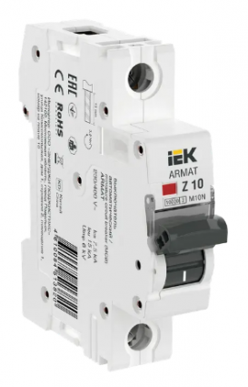 Фотография товара 'IEK ARMAT Автоматический выключатель M10N 1P Z 10А AR-M10N-1-Z010'
