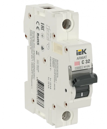 Фотография товара 'IEK ARMAT Автоматический выключатель M10N 1P C 32А AR-M10N-1-C032'