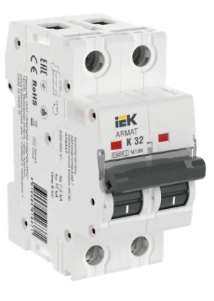 Фотография товара 'IEK ARMAT Автоматический выключатель M10N 2P K 32А AR-M10N-2-K032'