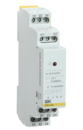 Фотография товара 'IEK Реле промежуточное модульное OIR 3 контакта 16А 24В AC/DC OIR-316-ACDC24V'
