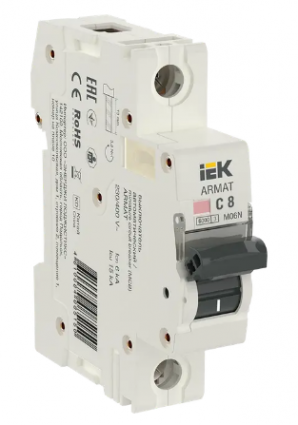 Фотография товара 'IEK ARMAT Автоматический выключатель M06N 1P C 8А AR-M06N-1-C008'
