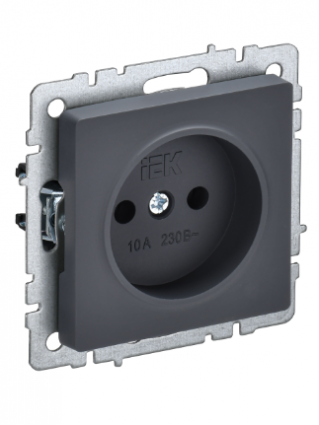 Фотография товара 'IEK BRITE Розетка 1-местная без заземления без защитных шторок 10А РС10-1-0-БрГ графит BR-R10-10-K53'