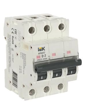 Фотография товара 'IEK ARMAT Автоматический выключатель M06N 3P D 2А, AR-M06N-3-D002'