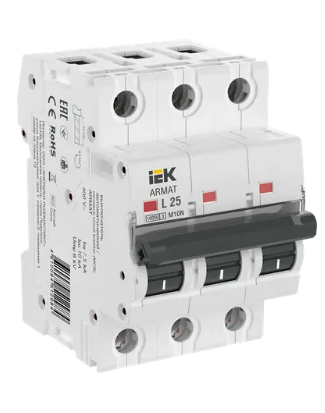 Фотография товара 'IEK ARMAT Автоматический выключатель M10N 3P L 25А AR-M10N-3-L025'