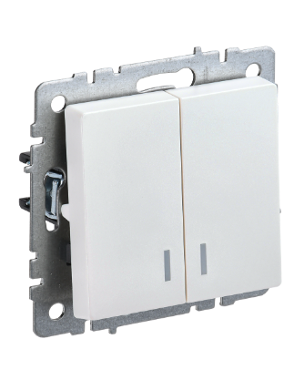 Фотография товара 'IEK BRITE Выключатель 2-клавишный с индикацией 10А ВС10-2-1-БрЖ жемчуг BR-V20-1-10-K36'