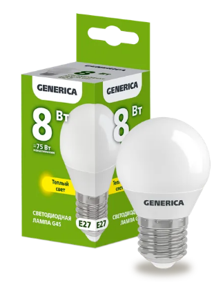 Фотография товара 'IEK Лампа светодиодная G45 шар 8Вт 230В 3000К E27 LL-G45-08-230-30-E27-G'