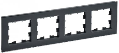 Фотография товара 'IEK BRITE Рамка 4 -местная РУ-4-2-БрЧ стекло черный BR-M42-G-K02'