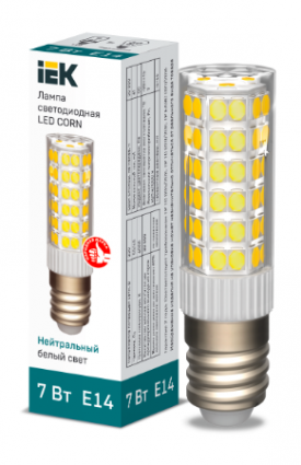 Фотография товара 'IEK Лампа светодиодная CORN капсула 7Вт 230В 4000К керамика E14 LLE-CORN-7-230-40-E14'