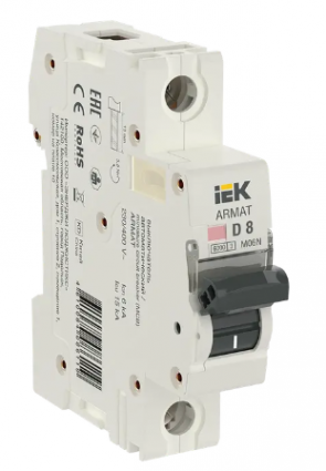 Фотография товара 'IEK ARMAT Автоматический выключатель M06N 1P D 8А AR-M06N-1-D008'