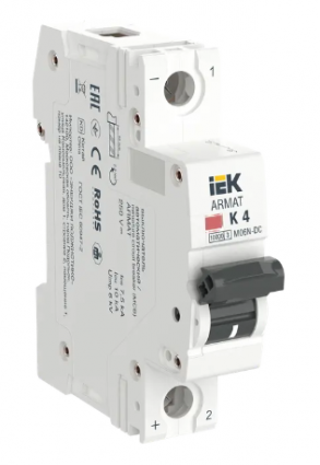 Фотография товара 'IEK ARMAT Автоматический выключатель M06N-DC 1P K 4А, AR-M06N-1-K004DC'