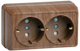 Фотография товара 'IEK Розетка 2-местная для открытой установки РСш22-3-ОД с заземляющим контактом с защитной шторкой 16А ОКТАВА, ERO24-K04-16-DC'