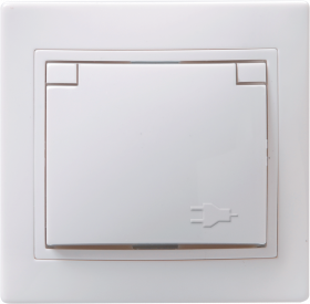 Фотография товара 'IEK Розетка 1-местная РСбш10-3-КБ с заземляющим контактом с защитной шторкой с крышкой 16А КВАРТА, ERK12-K01-16-DM'