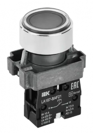 Фотография товара 'IEK Кнопка управления LA167-BAF21 d=22мм 1з черная BBT20-BAF21-1-22-67-K02'