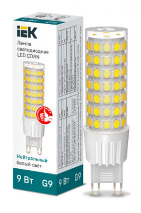Фотография товара 'IEK Лампа светодиодная CORN капсула 9Вт 230В 4000К керамика G9 LLE-CORN-9-230-40-G9'