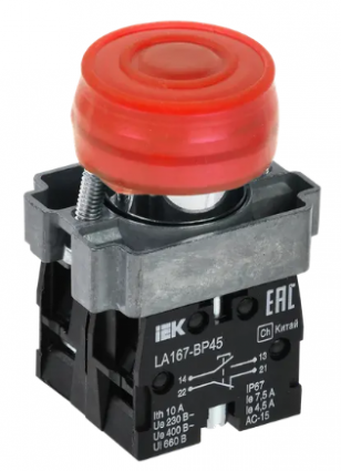 Фотография товара 'IEK Кнопка управления LA167-BP45 d=22мм 1з+1р красная BBT20-BP45-3-22-67-K04'