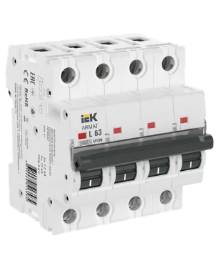 Фотография товара 'IEK ARMAT Автоматический выключатель M10N 4P L 63А AR-M10N-4-L063'