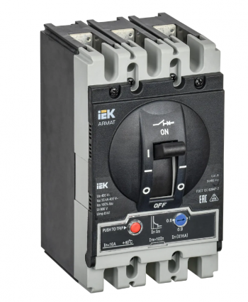 Фотография товара 'IEK ARMAT Автоматический выключатель в литом корпусе 3P типоразмер S 35кА 16А AR-MCCB-3S-035-0016A-ATUC'