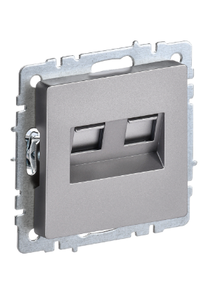 Фотография товара 'IEK BRITE Розетка компьютерная двойная RJ45 кат.5E РК10-2-БрС сталь BR-K20-1-K46'
