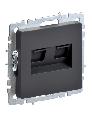 Фотография товара 'IEK BRITE Розетка компьютерная двойная RJ45 кат.5E РК10-2-БрГ графит BR-K20-1-K53'
