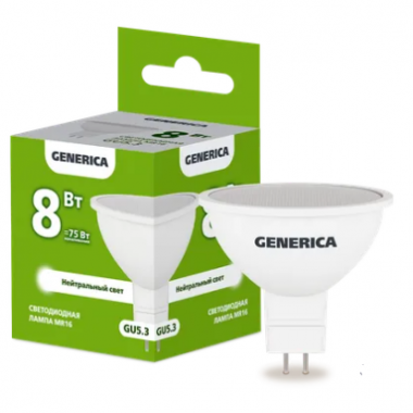 Фотография товара 'IEK Лампа светодиодная MR16 софит 8Вт 230В 4000К GU5.3 LL-MR16-08-230-40-GU5-G'