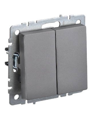 Фотография товара 'IEK BRITE Выключатель 2-клавишный проходной 10А ВС10-2-6-БрС сталь BR-V22-0-10-K46'