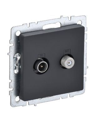Фотография товара 'IEK BRITE Розетка двойная TV+SAT РТВ/РСп12-БрГ графит BR-AF20-O-K53'