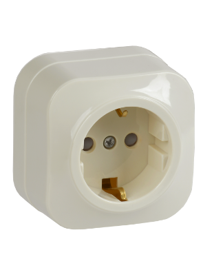 Фотография товара 'IEK Розетка одноместная для открытой установки РСш20-3-ХК с заземлением и защитной шторкой 16А GLORY кремовый ERH14-K33-16'
