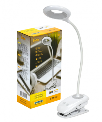 Фотография товара 'IEK LIGHTING Светильник светодиодный настольный 2006 5Вт на прищепке диммер ночник белый LDNL1-2006-1-VV-5-K01'