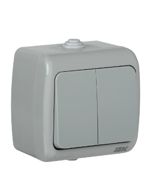 Фотография товара 'IEK Выключатель 2-клавишный для открытой установки ВС-20-2-0-А 10А IP54 AQUATIC EVA20-K03-10-54'