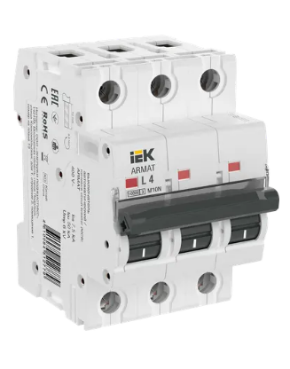 Фотография товара 'IEK ARMAT Автоматический выключатель M10N 3P L 4А AR-M10N-3-L004'