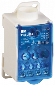 Фотография товара 'IEK Распределительный блок на DIN-рейку РБД-250А, RBD-250'