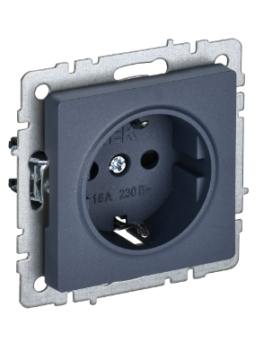 Фотография товара 'IEK BRITE Розетка 1-местная с заземлением без защитных шторок 16А РС11-1-0-БрМ маренго BR-R11-16-K35'