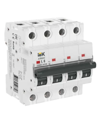 Фотография товара 'IEK ARMAT Автоматический выключатель M10N 4P L 6А AR-M10N-4-L006'