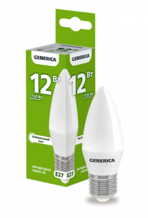 Фотография товара 'IEK Лампа светодиодная C35 свеча 12Вт 230В 4000К E27 LL-C35-12-230-40-E27-G'