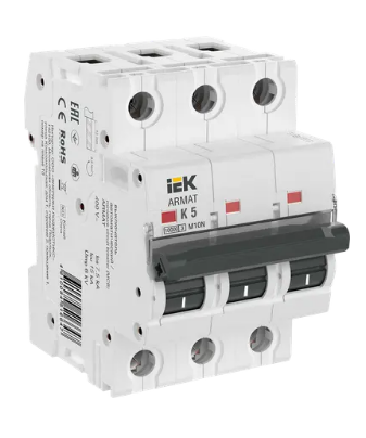 Фотография товара 'IEK ARMAT Автоматический выключатель M10N 3P K 5А AR-M10N-3-K005'